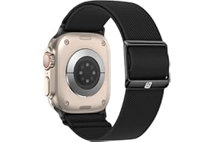 Bisikor Braided Straps Compatible with Apple Watch Band 49 46 45 44 42 41 40 38mm Women Men Stretchy Solo Loop Nylon Strap for iWatch Ultra 2 SE Series 10 9 8 7 6 5 4 (42/44/45/46/49, Black)
