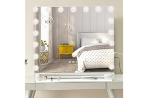 LIANWANG Hollywood Makeup Mirror Large Vanity Mirror with Lights, Dimmable LED Bulbs with Touch Control & USB Ports, Cosmetic Tabletop Mirror for Bedroom Dressing Room (60 * 50cm)