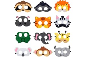 Niumowang Masque Animaux en Feutre, Masque Fête Enfant, Masque Animaux Jungle pour Filles Garçons, Parfait pour Déguisement Cosplay, Carnaval, Fête d'Anniversaire.