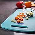Frenchware Plastic Cutting-Chopping Board with Handle (Blue, Large) for Vegetable, Fruits, Cheese, Premium-Grade Plastic, 100% Food Safe, BPA-Free, Dishwasher Safe, Microwave Safe, Anti Bacterial