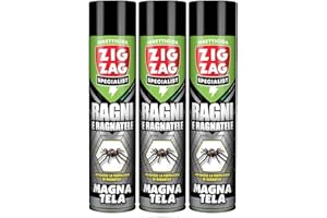 SHABBYCHICCOLORS 3 PEZZI Zig Zag Magnatela Maxi Formato da 600ml - Insetticida Ragni con Azione Residuale, Efficacia Immediata, Protezione Elevata, Facile Utilizzo,Evita la formazione di ragnatele.Made in Italy