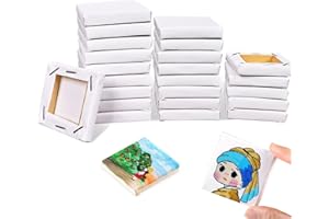 HOTOOLME 24er Keilrahmen Mini Leinwand, mini Canvas 100% Baumwolle für Acryl- und Ölgemälde, mini Keilrahmen 5 x 5 cm, klein Leinwand ideal zum Malen und Basteln