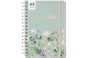 Häfft® Spiralbunden almanacka 2026–2027, A5-format "Minty Leaves"