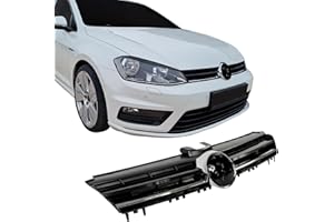 JOM CAR PARTS & CAR HIFI GMBH JOM 5G0853653RME Radiator Grille for Golf 7 Glossy Black with Chrome Trim R Look with Cut-Out for the Emblem