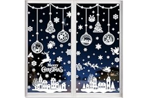 Lotbun - Adhesivos de Navidad para ventana, reutilizables, autoadhesivos de PVC para decoración de Navidad, decoración navideña estática para interiores, para puerta, escaparate, vidrio, casa, tienda