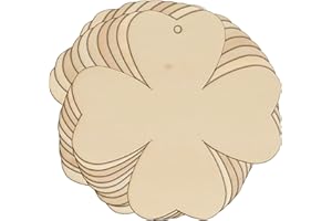 INFINITE CRAFTS DESIGN RESOURCES 10 x trifoglio in legno a forma di quadrifoglio a forma di fiore per piante da 3 mm (4 x 4 cm, foro superiore al centro)