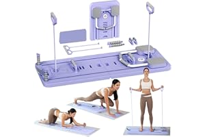 ‎EXERACTFIT FlexuraFit Pilates Board - 2025 Upgraded Plegable Pilates Reformer Machine Set per Hogar Pilates Equipment Multifuncional Rodillo Abdominales Rebote Automático Home Workout(Lila)