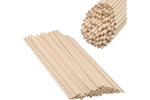 FAAING 150 Palitos de Madera Redonda de 40 cm x 5 mm para Manualidades, Palos de Madera Redondos Sin Tratar, para Carpintería, Modelismo y Decoración