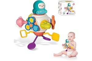 Dewocke Montessori Sensory Activity Cube for Toddlers, Educational Busy Cube Toy for 1-3 Years Old, Motor Skills Development, Travel-Friendly, No BPA, Gift Idea for Boys & Girls, Ages 18+ Months