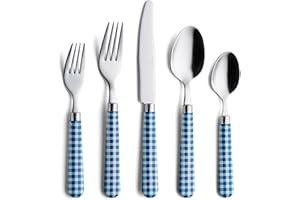 ANNOVA Ensemble de couverts en acier inoxydable colorés, comprenant des couteaux, fourchettes, cuillères, fourchettes à salade et cuillères à dessert (bleu foncé, 20 pièces)