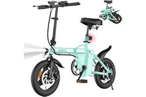 ESKUTE F100 Electric Bike,14" Electric Commuter Bicycle 36V 9Ah Battery, Range 35 Miles, Foldable Ebike for Teens/Adults, Electric Folding Ebike with Phone Holder & USB Charging Port, LCD Display
