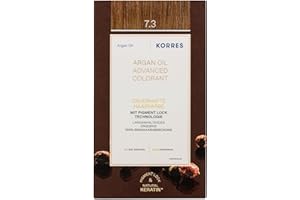 KORRES Argan Oil Colorant - tinte sin amoniaco con aceite de argán orgánico honey blonde gold 7.3-100% cobertura de canas & vegano para un resultado de color duradero