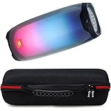 JBL Altoparlante Bluetooth portatile impermeabile Pulse 4 con LED a 360 colori e custodia sportiva Deluxe EVA (nero)