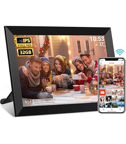 Cornice Digitale Skyzoo 10.1 Pollici FHD IPS WiFi – Touch Screen, Condivisione Remota Con App Frameo, Memoria 16GB (Vintage Brown Wood Grain) - 4