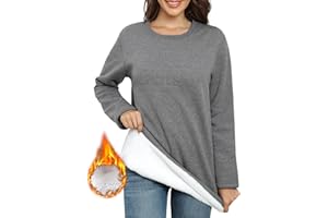 PASUDA Sweat Femme Polaire Sweat-Shirt Manches Longues Pull Hiver Sweat sans Capuche Col Rond Couleur Unie Chaud Coton Pullover Épais Thermique Décontractée Haut