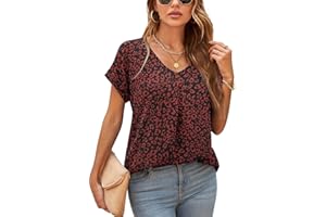 Yommay Summer Blouses for Women Elegant Casual Ladies Shorts Sleeve Chiffon Blouses Ladies Tops T-Shirts