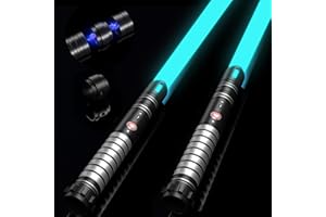 VIGLASCHILL Duell Lichtschwerter 2er Set 6 Soundeffekten & 24 Farben Abnehmbare Lichtschwert doppelseitige Klinge vibrierenden Metallgriff Lichtschwerter für Kinder und Erwachsene 5.0