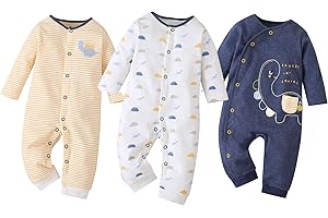 amropi Bambina Pagliaccetto 3 Pezzi Ragazze Jumpsuit Manica Lunga Cotone Tutine 0-18 Mesi