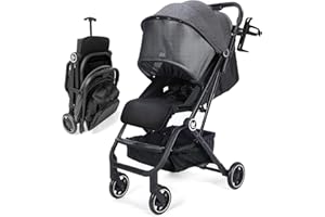 AOODIL Silla de Paseo Ligera para Bebé, Cochecito de Viaje con Respaldo Ajustable, Silla Paseo Compacto, Cochecito Plegable One Second para Viajar en Avión y Más (0-36 Meses, 22kg Max)