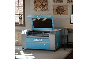 OMTech 80W CO2 Laser Graviermaschine 700 x 500mm Gravurmaschine Laserengraver mit Lenkrollen integrierter Auspuff, Ruida Control RDWorks V8 kommerzielle Laserschneider für Heimwerker