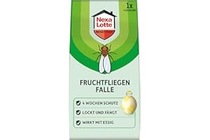 Nexa Lotte Fruchtfliegenfalle, 1 Falle - Effektiv gegen Fruchtfliegen mit Essig-Lockstoff, Wirkt bis zu 4 Wochen, Dekorativ und Auslaufsicher