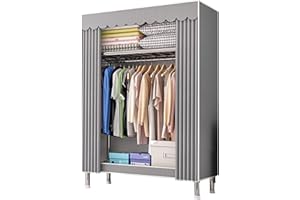 Dictstarst Armadio in Stoffa, Armadio Richiudibile Cabina Salvaspazio Guardaroba Non Tessuto Appendiabiti in Tessuto 84x46x173cm (Grigio)