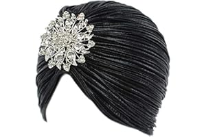 EORUBE Sombrero de Turbante Vintage de los años 20 con Broche de Cristal Turbante de Plumas para Fiesta de cóctel de Disfraces de Gatsby