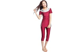 Dreamskull Damen Frauen Muslime Abaya Dubai Muslimische Islamische Burkini Badeanzug Bademode Schwimmanzug Swimsuit Lang Kurzarm Arab Arabisch Indien Türkisch Kleidung Sommer XS-3XL