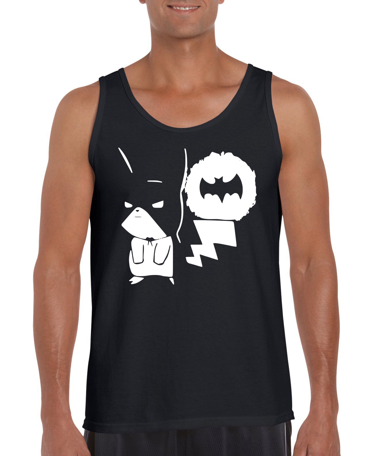 TRVPPY-Herren-Tank-Top-Modell-Pikachu-Batman-Schwarz-S