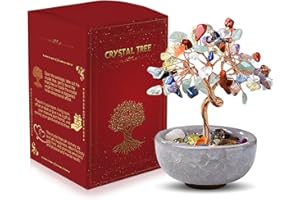 WEILAOK Albero della Vita di Quarzo Rosa, Pietre Chakra Oggetti, Soprammobile Portafortuna, Feng Shui Pietre e Cristalli, Meditazione Reiki Oggetti per Decorazione della Casa Regali di Compleanno