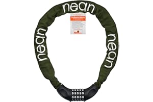 nean Zapięcie rowerowe z cyframi i wysokim stopniem bezpieczeństwa, zamek łańcuchowy, zamek szyfrowy z kodem, ogniwa z hartowanej stali, czarny, 6 mm x 900 mm