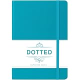 Dotted Journal - Bullet Grid Hardcover Journal, Dotted Notebook with 124 Numbered Pages, Green Faux Leather Cover, 13x21.5cm