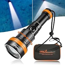 ORCATORCH ZD710MK2 4°-72° Zoom Dive Torch,1500 Lumens LED Diving