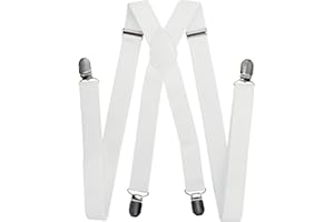 axy Hosenträger für Herren breit 2,5 cm in X-Form mit 4 Hosenträger Clips extra stark längenverstellbar 25mm (Weiß)