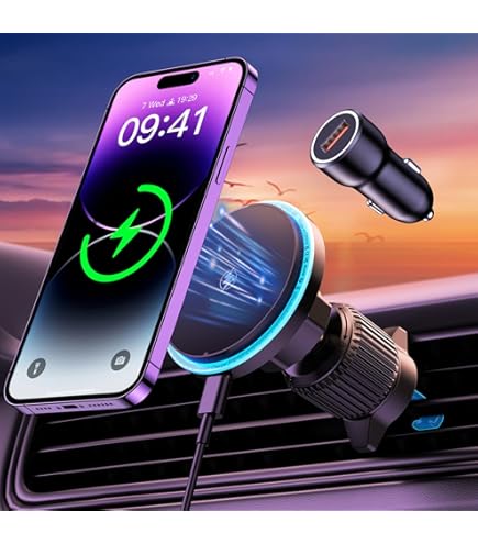 Caricatore Wireless Auto 15W Mag-Safe Per IPhone - Supporto Magnetico Ricarica Rapida - Foto 7