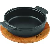 Lava, Pişirme Kabı, LV ECO GV 14 K4, Yuvarlak G&uuml;ve&ccedil;, Ahşap Altlık, &Ccedil;ap 14 cm, D&ouml;kme Demir, Siyah