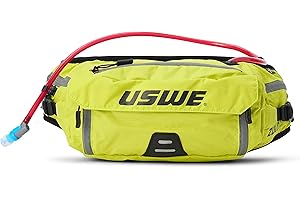 USWE Zulo Sac d'hydratation avec organiseur et poches latérales, ceinture anti-rebond (6 L, jaune)