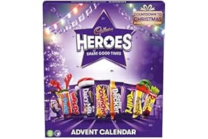 Soolar Cadbury Heroes - Calendario de Adviento de chocolate de 230 g con tarjeta de felicitación de Navidad gratis, juego interactivo de cuenta regresiva para Navidad, 24 juegos interactivos, Navidad