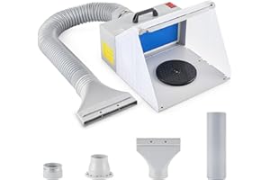 CO-Z Cabina de Pintura con Aerógrafo, 2m³/min, 25W con Extractor de Humos y 3 Luces Brillantes, Cabina de Aerógrafo con Plato Giratorio de 19 cm, Manguera de 1,7 m para Modelos, DIY