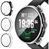 ivoler 3 Pieces Hard PC Case for Suunto Race 2, Full Protection Tempered Glass Screen Protector, Anti-Shock, Anti-Scratch Cas