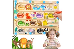 EPOKUS Labirynt magnetyczny, gra Montessori 3 4 5 lat, gra edukacyjna nauka kolorów, zabawki dla drobnej motoryki, aktywuje dziecko liczenie i sortowanie zabawka