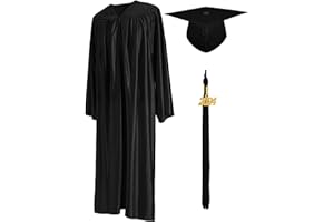 GraduationMall Unisex Shiny Graduation Cap and Gown for Adults with 2024 Year Charm University Bachelor High School 12 Colors