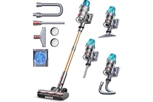 ‎FIEETY Fieety Akku Staubsauger Kabellos, 50kPa/600W Starkes Saugen, 65Min, 1.6L Beutellos - 8-in-1 Mit Anti-Haar-Wickel, Sofabürste & Ladestation, Ideal für Tierhaare, Teppiche, Hartböden, Auto