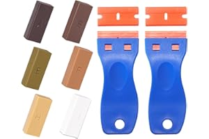 CARREUTY Zestaw naprawczy do laminatu, kolor biały, brązowy, twardy wosk, zestaw naprawczy do linoleum, z 2 skrobakami, twardym woskiem, zestaw naprawczy do drewna, płytek, parkietu, laminatu, winylu, płytek,