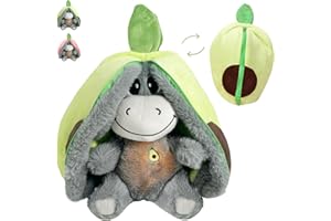 YOUYIKE Avocado Esel Kuscheltier, Atmendes Kuscheltier mit 4 Beruhigungsmodi & Orangem Nachtlicht – Schlummer Kuscheltier für Babys, Geschenk zur Geburt