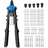 VORXEON Rivettatrice a Pistola Professionale per Rivetti, Rivettatrice Manuale Rivettatura in Alluminio con Set 200PCS Rivett