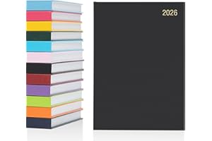 evelay 2026 Diary A4 A5 Day to Page Hardback Full Year Planner Organiser Journal (A5 Page a Day, Black)