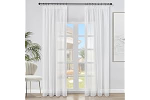 Topfinel Cortinas Rustica translucidas 2 Piezas Blancas 150x200cm para riel visillos Salon Moderno de la habitacion para dormitorios de Juvenil Oficina y Aula