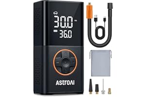AstroAI Gonfleur Pneus Voiture, Compresseur à Air Portatif, Gonfleur Pneus Voiture sans Fil compacte, avec Batterie Rechargeable pour Vélos, Motos, Boules Gris