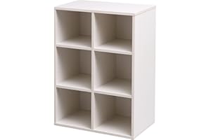 Iris Ohyama, Libreria, Mobile, Scaffale, Cubo portaoggetti/6 scomparti, Disposizione orizzontale e verticale, Design, Moderno, Ufficio, Camera da letto, Soggiorno - Rack CFR-9060 - Rovere bianco